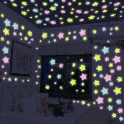 3D Stars Glow In The Dark Wall Stickers Luminous Fluorescent Wall Stickers For Kids Baby Room Bedroom Ceiling Home Decor